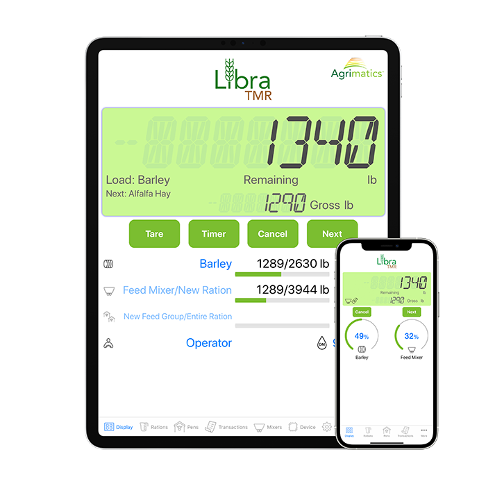Agrimatics Libra T.M.R. on tablet and smart phone